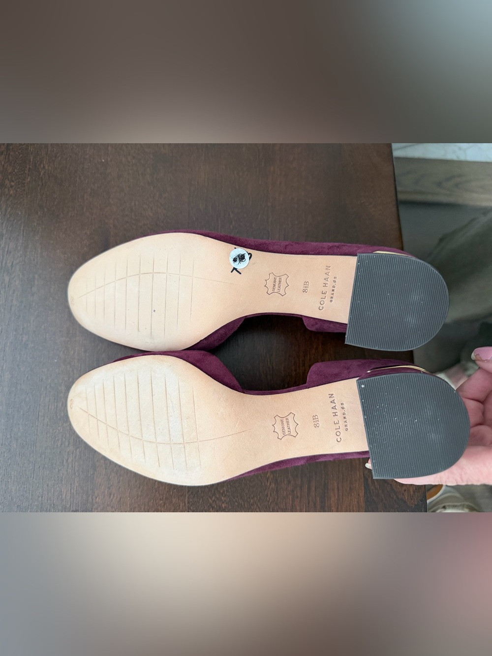 Cole Haan Grand OS Burgundy Suede D’Orsay Block Heel Pumps 8.5B - Picture 4 of 7